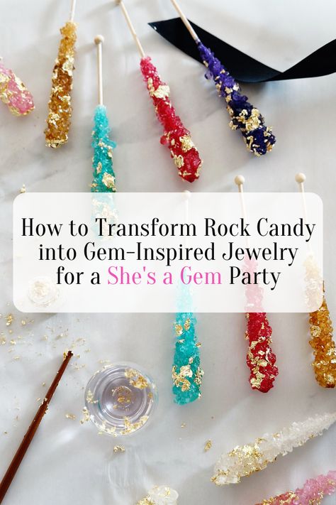 Transform Rock Candy into Gem-Inspired Jewelry for a "She's a Gem" Party - OUR SHORE VIEW Crystals Party Theme, She’s A Gem Birthday Party, Gem Themed Birthday Party, Crystal Party Theme, Mining Party, Gemstone Party, Gem Party, Winter Wonderland Birthday Party, Crystal Birthday