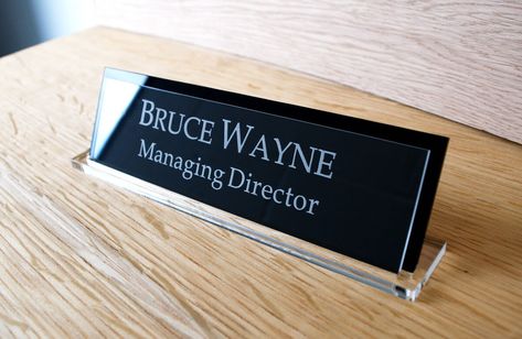 Elevate your office decor with this executive personalised desk name plaque. Engraved on high-quality acrylic, this contemporary piece is custom-made just for you. Perfect for CEOs and Managing Directors, this desk name plaque will add a touch of sophistication to your workspace. #ExecutiveDeskName #PersonalisedNamePlaque #OfficeDecor #CustomMade #GTlaser Personalized Desk Name Plate, Acrylic Desk, Personalized Desk, Desk Name Plate, Contemporary Desk, Engraved Sign, Desk Sign, Name Plates, Desk Name Plates