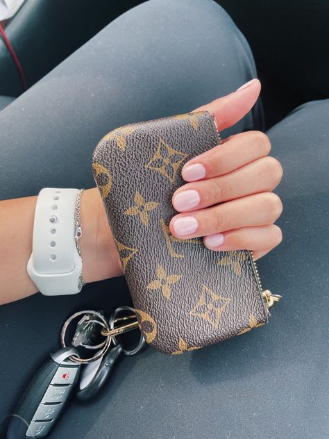 #nails #nailinspo💅🏻 #babypinknails #opi #gelnails #roundshape #louisvuitton #louisvuittonbag #girly Louis Vuitton Key Pouch Aesthetic, Lv Key Pouch, Louis Vuitton Key Pouch, Key Pouch, Louis Vuitton Damier, Nail Inspo, Pouch, Louis Vuitton, Pattern