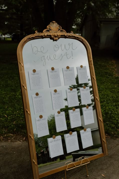 Be Our Guest Mirror Seating Chart, Table Seating Mirror Wedding, Be Our Guest Seating Chart Wedding, Diy Seating Chart Wedding Mirror, Be Our Guest Wedding Sign, Large Mirror Wedding, Guest List Wedding Seating Charts, Mirror Guest Seating Chart, Simple Seating Chart Wedding Ideas