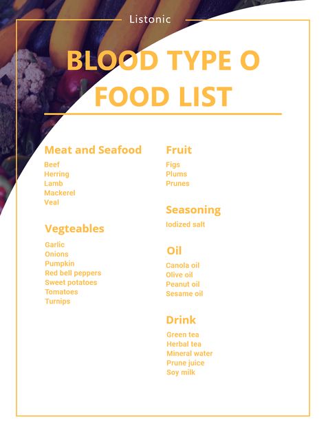 O Positive Blood Type Diet Chart, Type O Food List, Blood Type O Food List, O Positive Blood Type Diet, O Positive Diet, Spice Benefits, Food For Blood Type, Blood Type Diet Chart, Eating For Blood Type