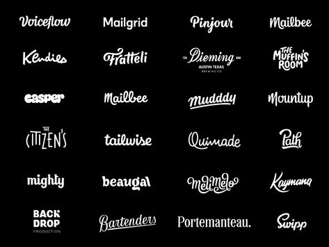 Wordmark wall - 2 years by Lance on Dribbble Handlettered Logo, Wordmark Logo Design, Instagram Fonts, Hand Lettering Logo, Instagram Font, Meditation Apps, Word Mark Logo, Aesthetic Fonts, Brand Fonts