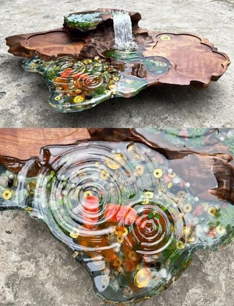 epoxy resin and wood art epoxy resin art clock epoxy resin art furniture Butterfly In Resin Art, Resin Table Ideas, Fishing Cake, Resin And Wood Diy, Mini Store, Wood Centerpieces, Bonsai Styles, Epoxy Resin Table, Resin Furniture