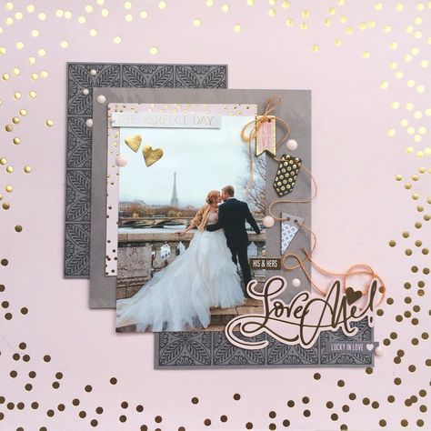 Ide Scrapbook, Wedding Album Scrapbooking, Wedding Scrapbook Pages, Wedding Scrapbooking Layouts, Paper Bag Scrapbook, Wedding Photo Album, Love Scrapbook, Recipe Scrapbook, Birthday Scrapbook