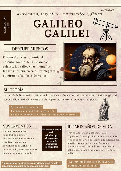 How To Get Smarter, Project Cover Page, Galileo Galilei, Creative School Project Ideas, Historical Timeline, Infographic Design Layout, Math Projects, Inspirational Books To Read, Science Fair Projects