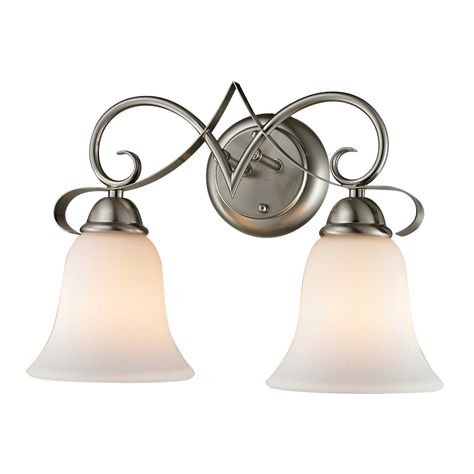 Westmore Lighting 2-Light Colchester Brushed Nickel Bathroom Vanity Light Bathroom Vanity Light Brushed Nickel, Art Nouveau Bathroom, Brushed Nickel Bathroom, Traditional Bathroom Vanity, Led Vanity Lights, Led Vanity, Bath Light, Bath Vanity Lighting, Bath Bar