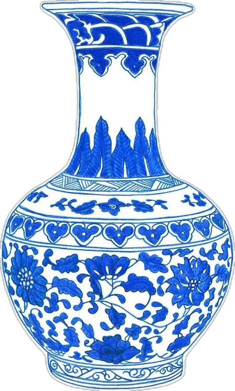 87.  “Blue and White Vase in the Ming Style” by TDHardy, Mixed Media on Paper Blue China Patterns, Chinese Porcelain Pattern, Blue Pottery Designs, Chinoiserie Art, Blue Drawings, Sky Art Painting, Japanese Vase, Jar Art, Blue And White Vase