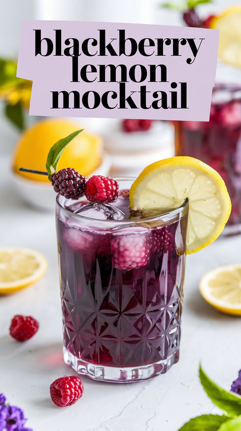 "Discover the ultimate Blackberry Lemon Mocktail recipe, a delightful  non-alcoholic drink perfect for summer! This refreshing summer beverage  combines juicy blackberries and zesty lemons for a vibrant twist on  traditional lemonade. Ideal for gatherings, this berry mocktail recipe is a  must-try for anyone seeking easy mocktail ideas. Enjoy this delicious  lemonade alternative that everyone will love!" Easy Drink Recipes Nonalcoholic, Christmas Party Drinks Alcohol, Summer Drink Recipes Nonalcoholic, Berry Mocktail, Lemon Mocktail, Fun Christmas Cocktails, Fun Christmas Drinks, Mocktail Ideas, Easy Mocktails