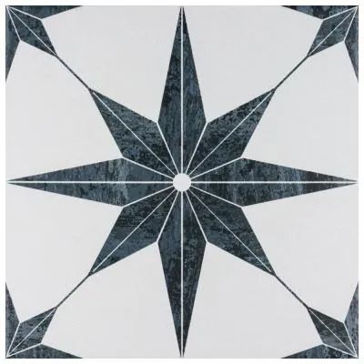 Cassis Stella Black 9-3/4 in. x 9-3/4 in. Porcelain Floor and Wall Tile (11.11 sq. ft./Case) Star Tile, Patterned Floor Tiles, Bath Tiles, Merola Tile, Porcelain Floor, House Tiles, Geometric Star, Porcelain Flooring, Distressed Wood