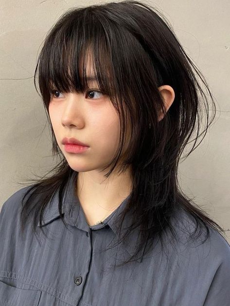 layered cut with hime bangs (blunt bangs) Hime Haircut, Hime Cut, Hairstyle Girl, Straight Black Hair, Hairstyle Short, Blonde Hairstyles, Haircut Short, Shot Hair Styles, Haircuts For Medium Hair