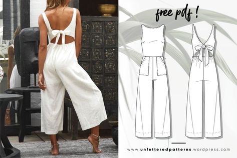 Unfettered Patterns, Jumpsuit Pattern Sewing, Sewing Pants, Free Pdf Sewing Patterns, Free Sewing Pattern, Perfect Denim, Clothes Sewing, Jumpsuit Pattern, Minimalist Dresses