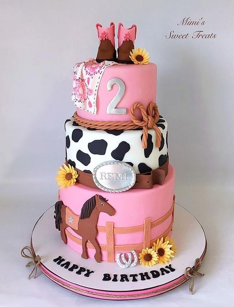 Cowgirl Theme Birthday Cake, 2nd Rodeo Birthday Cake, Rodeo Cake Girl, Cowgirl Theme Cake, Cowgirl Cake Ideas, Cowgirl Smash Cake, Pink Cowgirl Cake, Cowgirl Birthday Cakes, Western Birthday Cakes