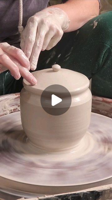 Ashley Bergeron on Instagram: "Throwing a closed form jar. Why throw each piece separately when you can throw just one? I love all the thinking that's involved with pottery. Sneaky little work arounds. After it dries, I'll cut the two in half and trim for the perfect fit. ✨️  #clay #wheelthrown #pottery #interiordesign #artistsoninstagram #art #artist #homegoods #kilnunloading #kilnunload #potterylove #potteryart #gratitude #journey #ashleybartisticworks #gifts  #handmade #shopsmall #smallbusiness #womeninbusiness" Wheel Thrown, Pottery Art, Art Artist, Gratitude, Two By Two, Perfect Fit, I Love, Trim, Ceramics