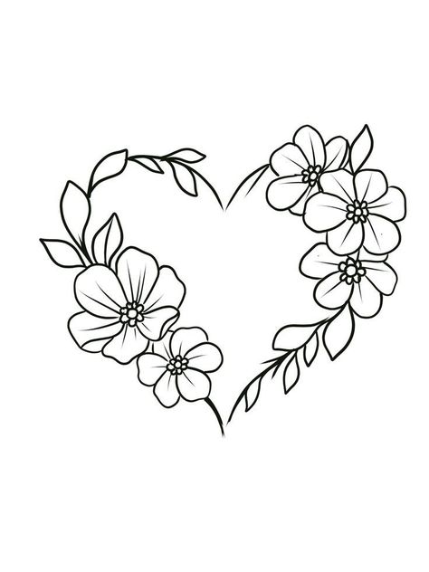 Design For Embroidery Ideas, Heart And Flowers Drawings, Flowers Outline Drawing, Arts Picture, Cute Flower Drawing, Angel Sketch, Bag Drawing, Coloring Pages Nature, Rose Embroidery Pattern