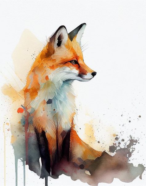 QuasarGallery | Fox Fox Pictures Art, Fox Watercolor, Fox Artwork, Fox Art Print, Fox Wall Art, Fox Animal, Art Fox, Animal Art Print, Fox Painting