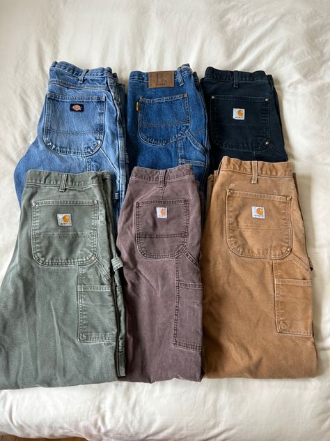 Button Ups Outfits, Cute Outfits Pants, Hobo Clothes, Granola Shoes, Vintage Cotton Jeans For Streetwear, Vintage Full-length Cotton Cargo Jeans, Dad Outfits, Surfergirl Style, Carhartt Pants