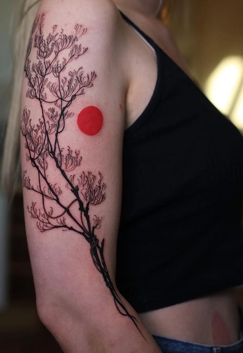 Tattoo uploaded by Konstantin • tattoo by Konstantin aka strokinwork #Konstantin #strokinwork #branch #sun #tree #nature #plant • Tattoodo Japanese Plant Tattoo, Meditation Tattoo, Tree Tattoo Back, Japanese Plants, Vine Tattoos, Red Ink Tattoos, Plant Tattoo, Latest Bridal Mehndi Designs, Gothic Tattoo