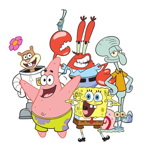 Spongebob With Friends, 4 Characters Cartoon, All Spongebob Characters, 5 Friends Pictures, Adventures Friends, Spongebob Photos, Shoe Customs, Spongebob Stickers, Spongebob Aesthetic