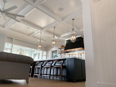 Beadboard Coffered Ceiling, Coffered Kitchen Ceiling, Beadboard Ceiling Kitchen, Kitchen Coffered Ceiling, Cauffered Ceiling, Classical Craftsman Molding, Modern Coffered Ceiling, Coffered Ceiling Kitchen, Classical Craftsman