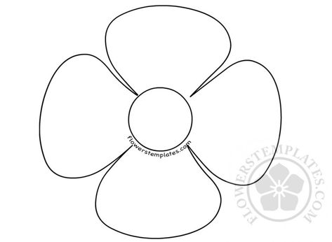 Four Petal Flower Template, Petals Drawing, 4 Petal Flower, Flowers Template, Leaf Template, Quick Crafts, Flower Stencil, Petal Flower, Flower Printable