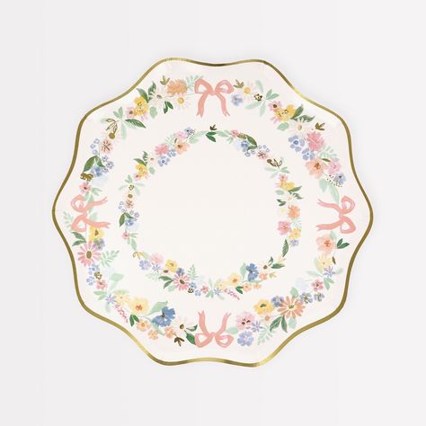 If you're looking for party plates that are traditional and stylish, then you'll love these beautifully crafted creations. The elegant combination of watercolor flowers and on-trend bows, in dreamy pastel colors, is perfect for garden parties, bridal showers or any celebration where you want a refined effect. Meri Meri, Garden Parties, Party Plates, Elegant Floral, Side Plates, Bridal Showers, Pastel Colors, Watercolor Flowers, Pastel