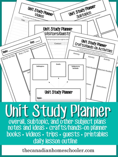 Creating Unit Studies {+Printable} Unit Study Planner, Homeschool Methods, Homeschooling Organization, Study Planner Printable Free, Study Planning, Study Printables, Unit Studies Homeschool, Planner Books, Study Planner Printable