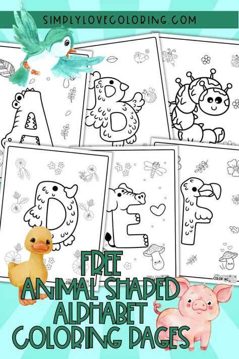 Free animal-shaped alphabet coloring pages are perfect for homeschooling families, teachers, road trips, and kids crafts and activities. Alphabet Animals Drawing, Animal Abc Free Printable, Alphabet Coloring Sheets, Alphabet Mazes Free Printables, Animal Alphabet Letters Printables Free, Animal Alphabet Letters Printables, Alphabet Coloring Pages Free Printable, Free Preschool Printables Alphabet, Daycare Curriculum