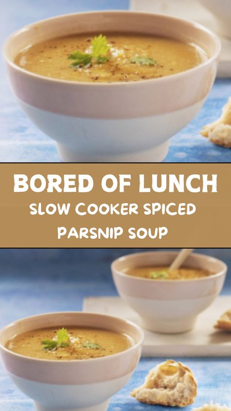 Bored Of Lunch Slow Cooker Spiced Parsnip Soup Spicy Parsnip Soup, Parsnip Soup, Comfort Soup, Slow Cook, Slow Cooker Soup, 7 Hours, Parsnips, Few Ingredients, Garam Masala