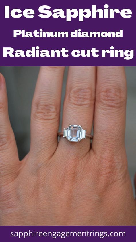 Ice Sapphire Engagement Ring Sapphire Engagement Ring Emerald Cut, Emerald Cut Sapphire Ring, Engagement Ring Emerald Cut, Radiant Cut Rings, Rings Oval, Engagement Ring Emerald, Ice Blue Color, Blue Sapphire Engagement Ring, Crystal Ice