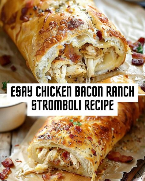 Chicken Bacon Ranch Stromboli Recipe, Chicken Bacon Ranch Sandwich, Stromboli Recipe, Twice Baked Potatoes Casserole, Baked Potato Casserole, Hot Sandwich, Chicken Bacon Ranch, Bacon Ranch, Chicken Bacon