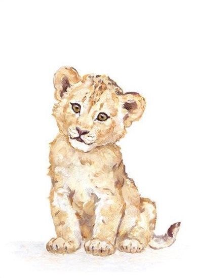 Lion Illustration, Lion Painting, Baby Illustration, Cute Animal Illustration, Baby Lion, Design Tattoo, Baby Art, Cute Animal Drawings, Animal Tattoos