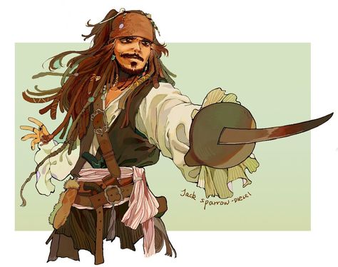 Jack Sparrow Drawing, Male Pirate, Female Pirates, Sparrow Drawing, Sparrow Art, Kaptan Jack Sparrow, Sea Of Thieves, Pirate Art, Lost At Sea