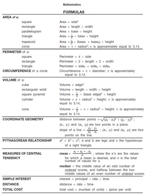 geometry formulas cheat sheet - Google Search | Math | Pinterest ... Math Formula Sheet, Gre Math, Ged Math, Formula Sheet, Math Cheat Sheet, Math Formula Chart, Area Formula, Gre Prep, Geometry Formulas