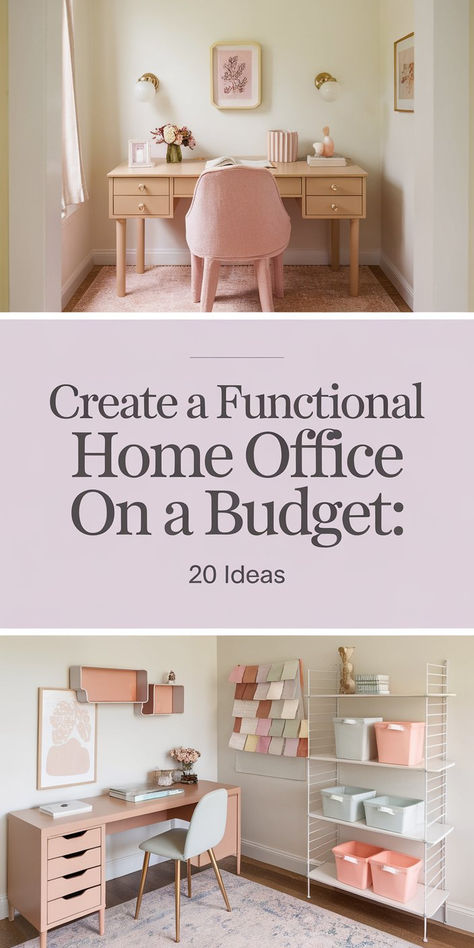 DIY home office decor ideas using affordable materials and smart organization hacks for a stylish space. Office Decor Rental, Home Office Transformation, Home Office On A Budget Ideas, Small Office Ideas Business, Cozy Office Space At Home, Wfh Office Ideas, Office Setup Ideas Layout, Mom Home Office, Home Office Layout Ideas