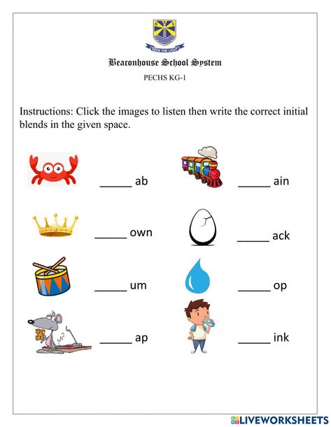 Initial Blends Worksheet, Initial Blends, Sounds Worksheet, English Sounds, Phonics Blends, Blends Worksheets, Blending Sounds, Work Sheet, Consonant Blends