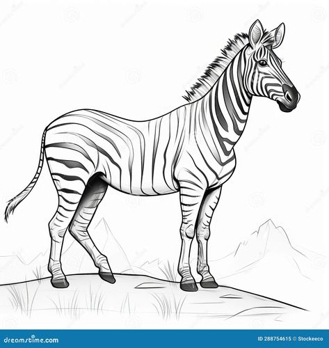 a black and white drawing of a zebra standing out in a detailed and realistic style. the scenery is simplified with gray and brown tones, and the high-angle perspective adds depth. the varied brushwork techniques give the illustration a unique texture. perfect for children s book illustrations. ai generated Zebra Drawing Sketches, Zebra Sketch, Tonal Drawing, Zebra Drawing, Colors Illustration, Illustration Collage, Abstract Animal Art, Fashion Illustration Collage, Gray And Brown