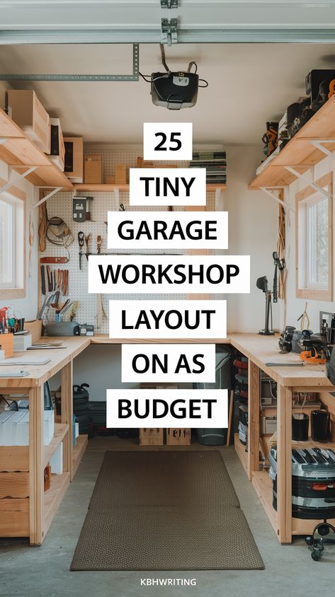 Single Car Garage Woodshop Layout, Organize Wood Shop, Cottage Garage Ideas, Tool Room Storage Ideas, Woodworking Garage Layout, Garage Work Station Ideas, Garage Design Organization, Metal Garage With Apartment, Garden Workshop Interior