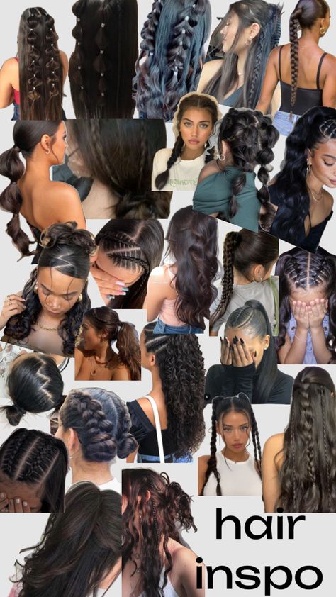 #hairinspo #blackhairstyles #blackhair Easy Gym Hairstyles, Hairstyles With Curled Hair, Quick Curly Hairstyles, Girly Hairstyles, Hairstyle Examples, Mixed Curly Hair, Easy Hairstyles For Thick Hair, Hair Inspiration Long, Hairstyles Black Women