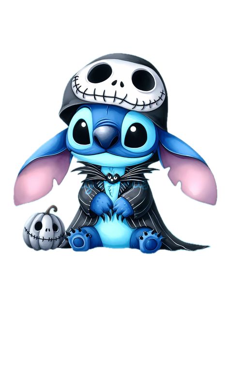 Stitch Halloween Drawing, Stitch Dressed As Other Characters, Jack Skeleton Wallpaper, Stitch Disney Drawing, Halloween Stitch Wallpaper, Stitch Phone Wallpaper, Stitch And Jack Skellington, Stitch In Costume, Character Tattoo Ideas