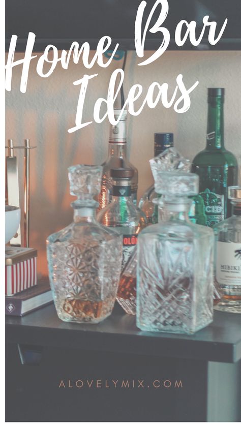 Home Bar | A Lovely Mix How To Decorate A Bar Cabinet, Bar Staging Ideas, Bar Top Styling, How To Decorate A Bar Countertop, How To Decorate A Bar, Bar Top Decor Ideas, Barware Display Ideas, Bar Display Ideas, Bar Accessories Ideas