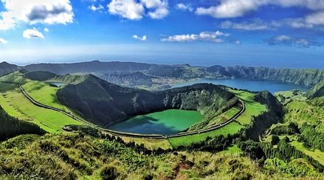 Facebook Twitter Pinterest LinkedIn Volcanoes and the Azores go hand-in hand: Nearly every volcano to be found on Portuguese soil is set on these islands. There are spectacular clues to their power at a peninsula on Faial that was formed in the 1950s, or in the geothermal activity around the town of Furnas on São Miguel where local chefs use the heat to cook food. Also on São Miguel are peacefully dormant calderas that have become lakes with ferns, juniper bushes and conifers lining their cra... São Miguel Island, Places In Portugal, Sea Resort, Visit Portugal, Places In Europe, Europe Tours, European Vacation, Quick Guide, Most Beautiful Places