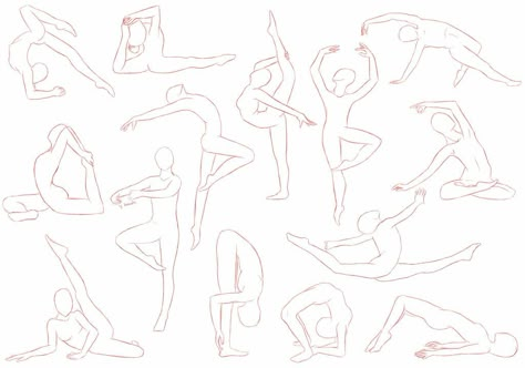 Dancing/Gymnastics Poses Drawing Body Poses Dancing, How To Draw Gymnastics Poses, Gymnastic Poses Drawing, Dancing Base Drawing, Gymnastics Poses Drawing Reference, Gymnastics Poses Drawing, Drawing Body Poses Woman Sketches, Dance Poses Drawing, Gymnast Poses