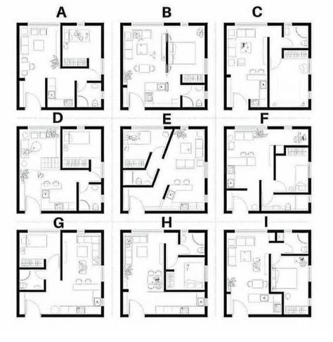 6x6 Floor Plan, Micro House Plans, Small Apartment Building Design, Small Apartment Plans, Small House Blueprints, Apartment Plan, Small Apartment Building, Architecture Blueprints, Architecture Drawing Plan