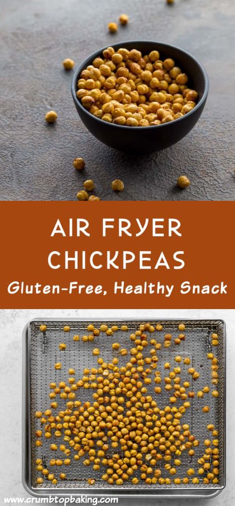 Crispy Air Fryer Chickpeas are a quick and healthy snack and work well as a gluten-free topping for salads, soups and noodle bowls. You need just a few ingredients and less than 25 minutes to make these crispy chickpeas in your air fryer. #chickpeas #crispychickpeas #airfryer #airfryerchickpeas #healthysnack Crispy Air Fryer Chickpeas, Air Fryer Chickpeas, Chic Peas, Chickpea Recipes Roasted, Chickpeas Recipe, Cooks Air Fryer, Party Spread, Crispy Chickpeas, Crunchy Snack