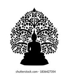 Buddha Symbols Art, Bodhi Tree Drawing, Bodhi Tree Art, Tree Symbol, Buddha Design, Buddha Drawing, Buddhist Art Drawing, Buddha Art Drawing, Tree Background