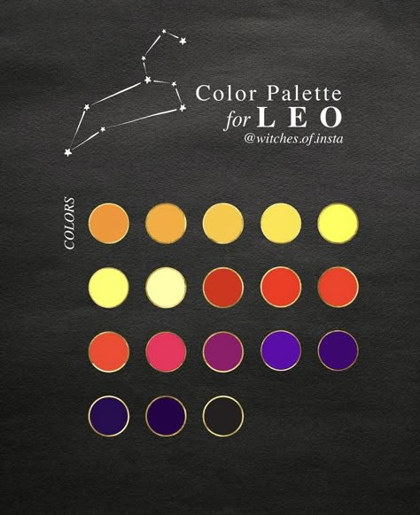 Leo Zodiac Color Palette, Leo Color Palette, Zodiac Sign Colors Palette, Zodiac Sign Colors, Business Branding Colors, Leo Colors, Female Intuition, Dark Zodiac, Zodiac Nails