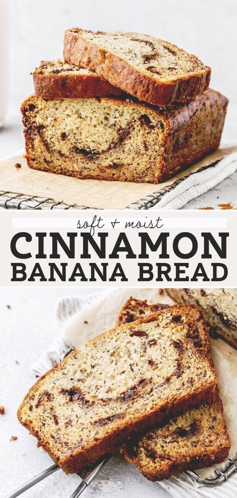 Bread Recipe Healthy, Recipes Banana Bread, Banana Bread Healthy, Cake Banana Bread, Cinnamon Swirl Banana Bread, Bread Quick, Banana Coffee Cakes, Cinnamon Banana Bread, Banana Bread Cake