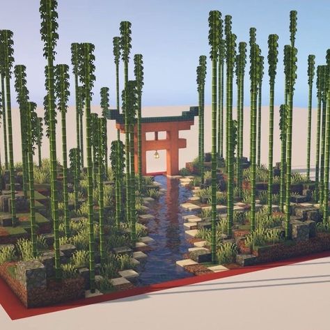 Japanese Style Farm Minecraft, Minecraft Japanese Garden Ideas, Minecraft Japanese Path, Minecraft Zen Garden Ideas, Minecraft Bamboo Forest, Panda Sanctuary Minecraft, Japanese Garden Minecraft, Japanese Bridge Minecraft, Zen Garden Minecraft