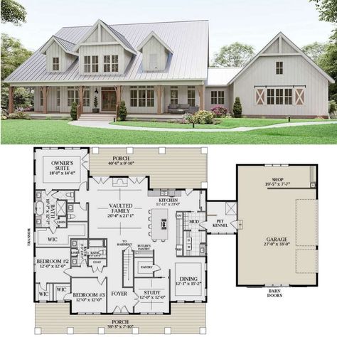 FarmHouse Floorplans on Instagram: “3000 sq ft, 3 bed, 2.5 bath Charming Farm house. ⠀ Follow @farmhousefloorplans for more. ⠀ ⠀ ⠀ ⠀ ⠀ #farmhouse #modernfarmhouse #farmhome…” Modern Farmhouse Floor Plans, Farmhouse Blueprints, House Layout Design, Farmhouse Floorplans, Modern Farmhouse Floorplan, Ranch House Exterior, Home Gym Design Garage, Farmhouse Floor Plans, Board And Batten Siding