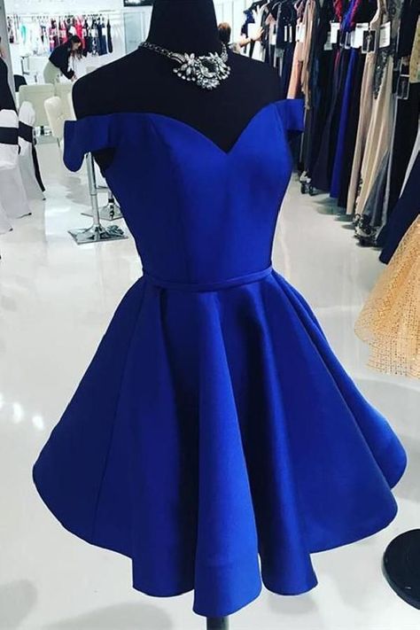 Royal Blue Dress Short, Prom Dresses Short Blue, Royal Blue Homecoming Dresses, Royal Blue Prom, Simple Homecoming Dresses, Cute Homecoming Dresses, Mini Homecoming Dresses, Winter Formal Dresses, Satin Homecoming Dress